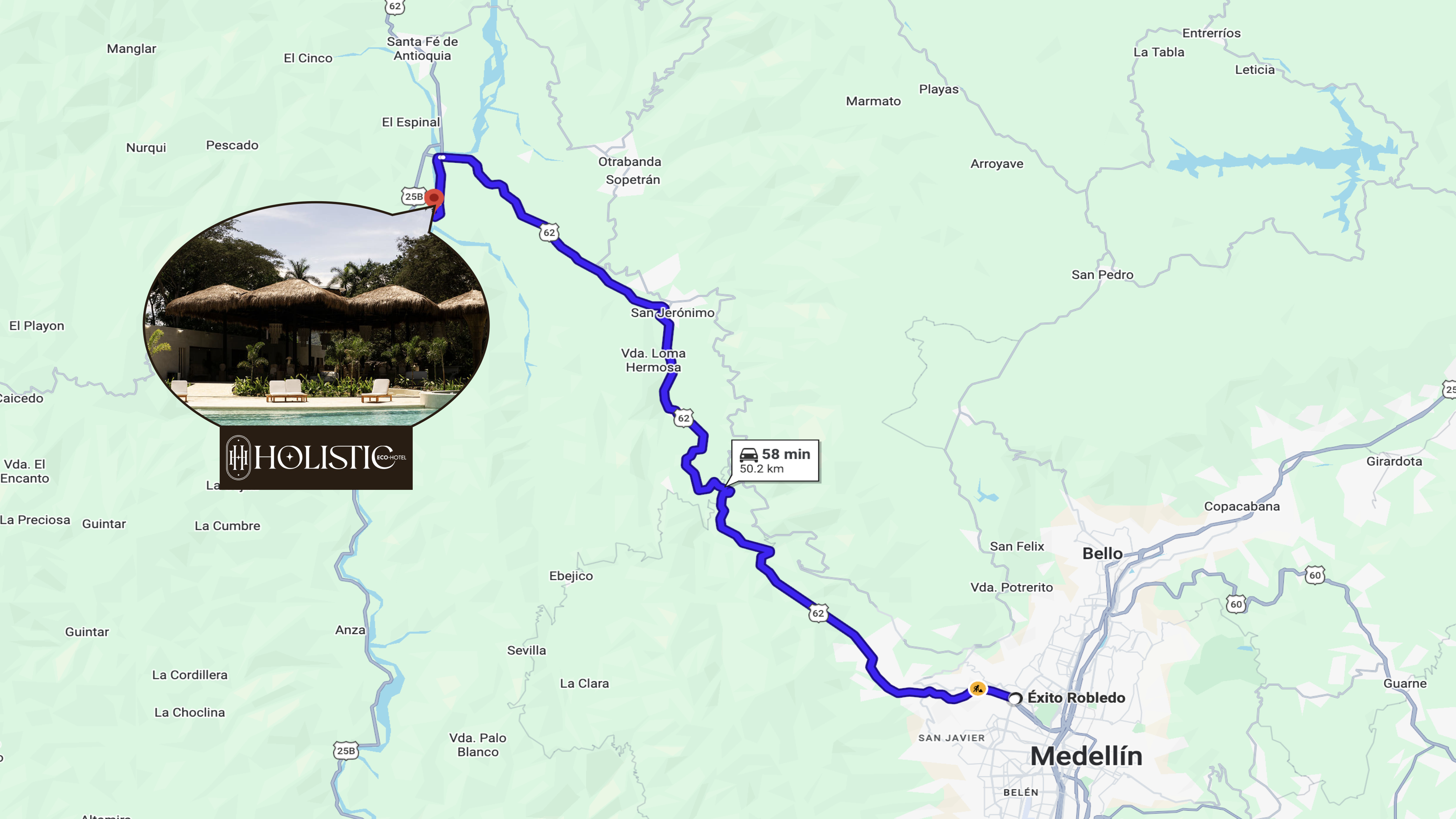 Mapa de llegada Holistic Eco Hotel